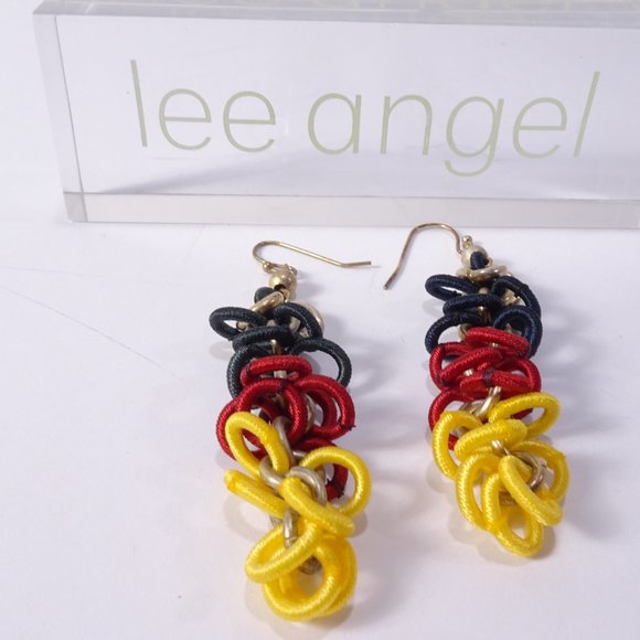 Lee Angel Color Block Ribbon Circles Link Drop earrings NWT 120 - Picture 2 of 15